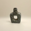 The grayish-green crack-textured ceramic sealed jar set includes a ceramic vase and a glass jar Application Scenario